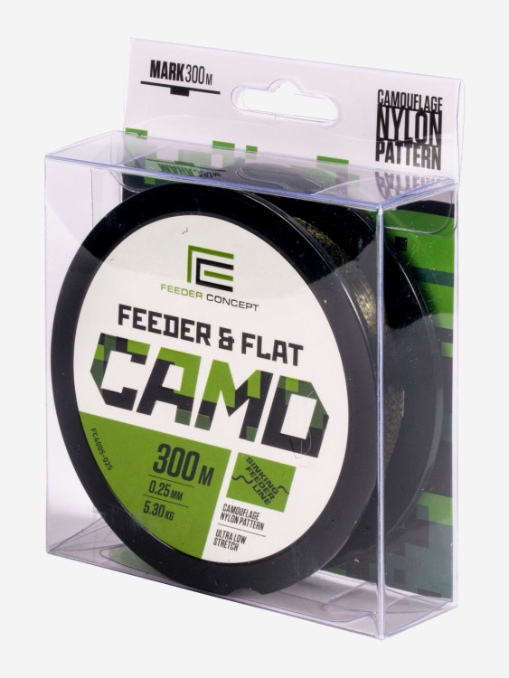 Леска рыболовная Feeder Concept FEEDER & FLAT Camo монофильная длина 300 м, диаметр 0,25 мм