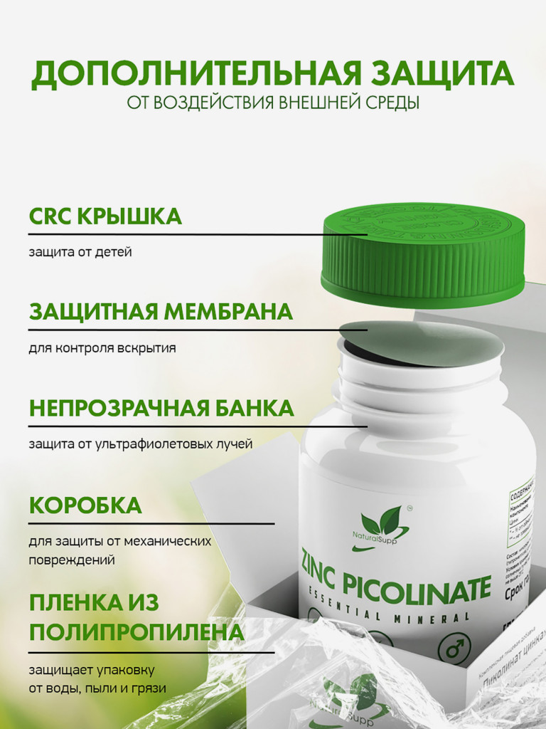 Пиколинат Цинка, NaturalSupp, 60 капсул