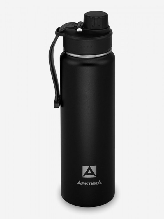 Термос питьевой с дополнительной пробкой с питьевой системой тм "Арктика", черный текстурный 700 мл, арт.708-700S