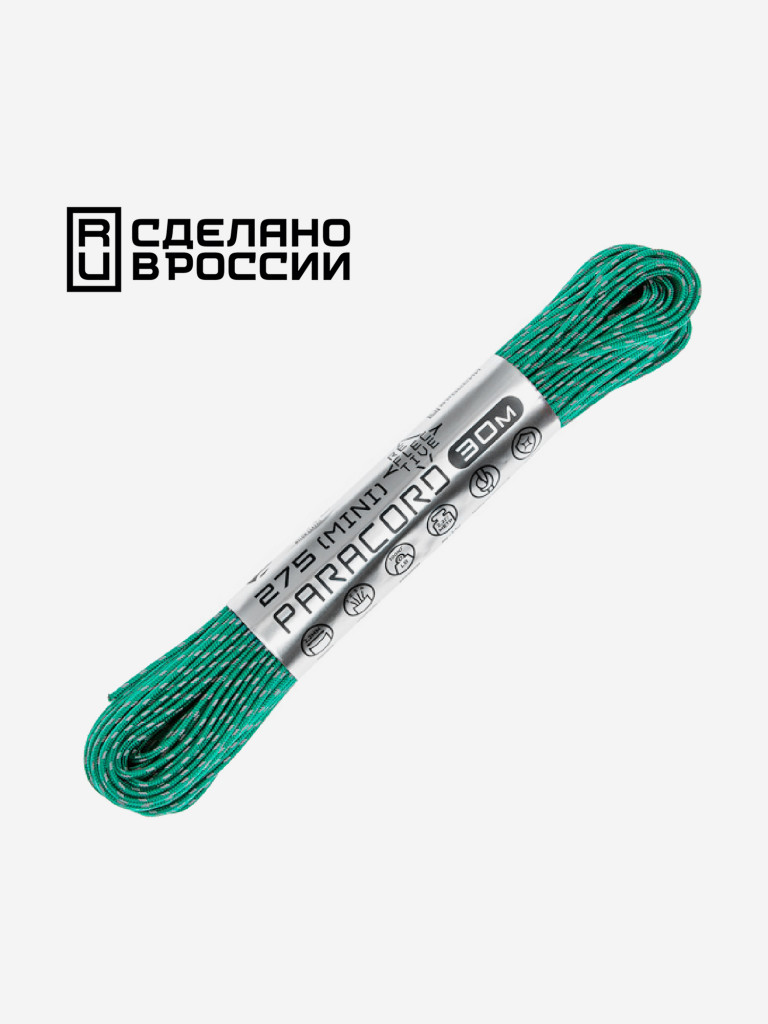 Паракорд 275 (мини) CORD nylon 30м RUS световозвращающий (emerald green)