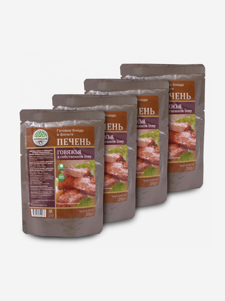 Готовое блюдо Печень говяжья в собственном соку 250 г. (Кронидов) 4шт 1кг