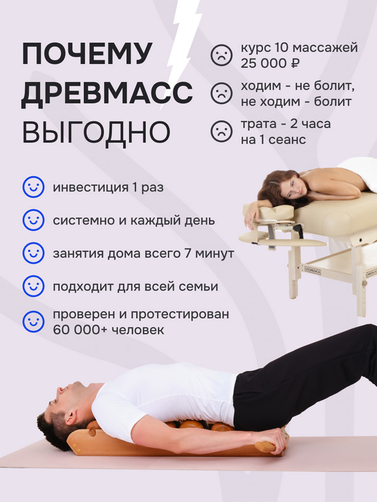 Роликовый массажер для спины и шеи Древмасс - 5 массажных валиков + ролик с шипами