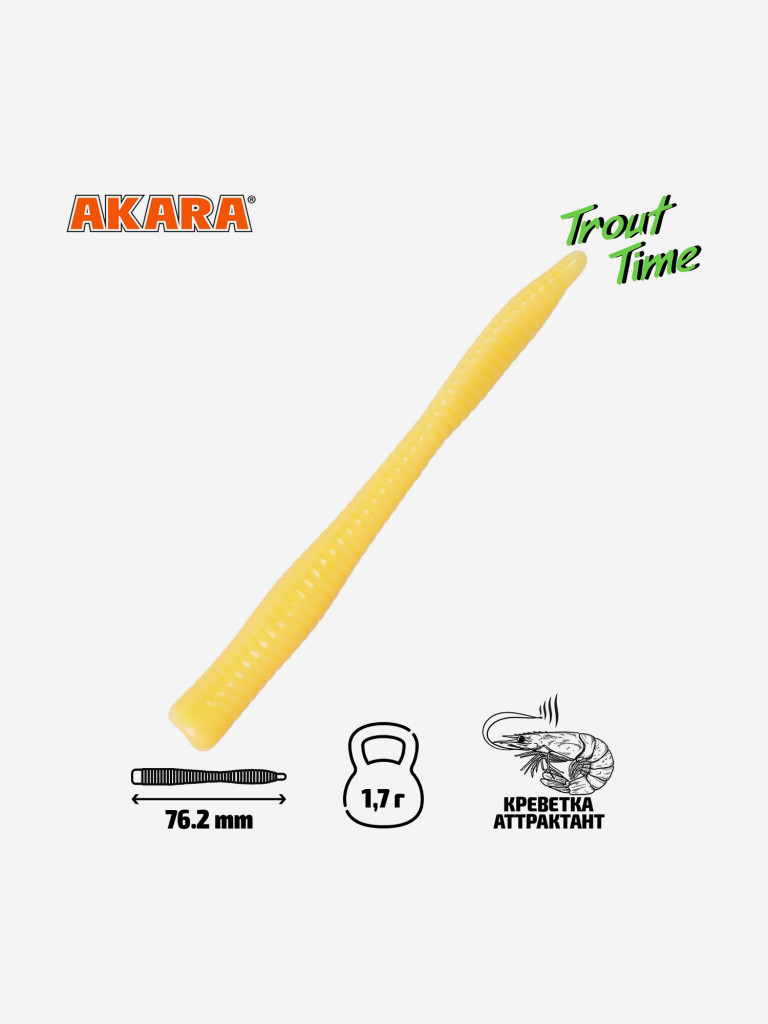 Силиконовая приманка Akara Trout Time WORM 3 446, Shrimp (20 шт.)
