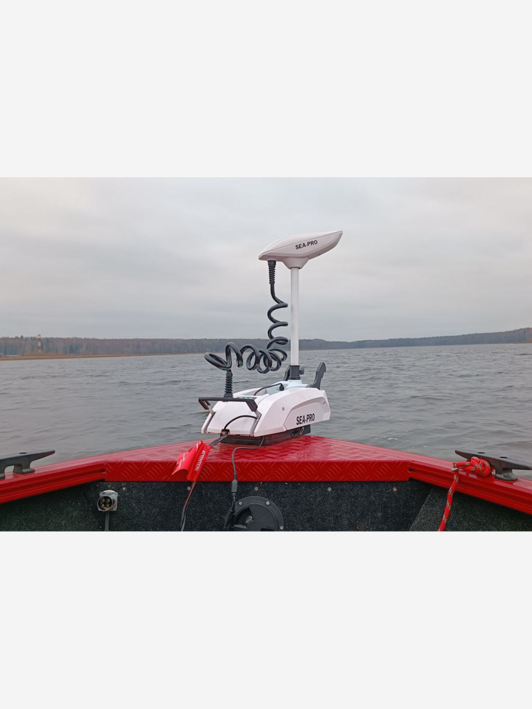 Лодочный носовой электромотор с функцией Якорь 65L GPS 54" 12V Белый Комплект ОПТИМУМ: Электромотор+предохранитель+компас+быстросъемная пластина