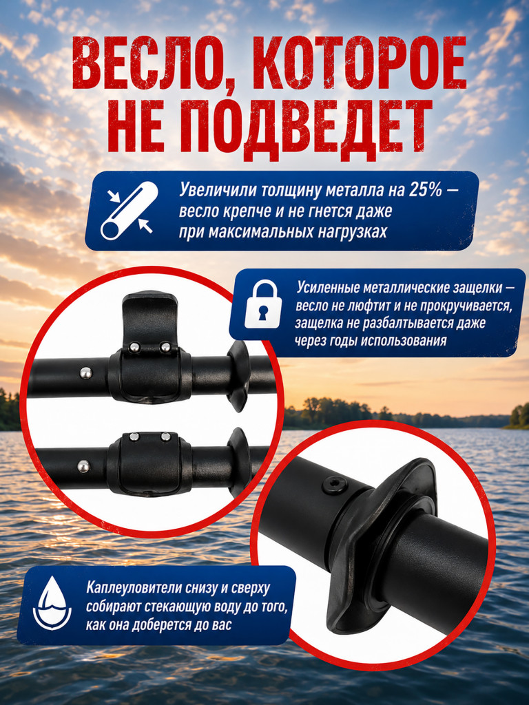 Весло Tourus для сапборда и каяка разборное двухлопастное 2-в-1