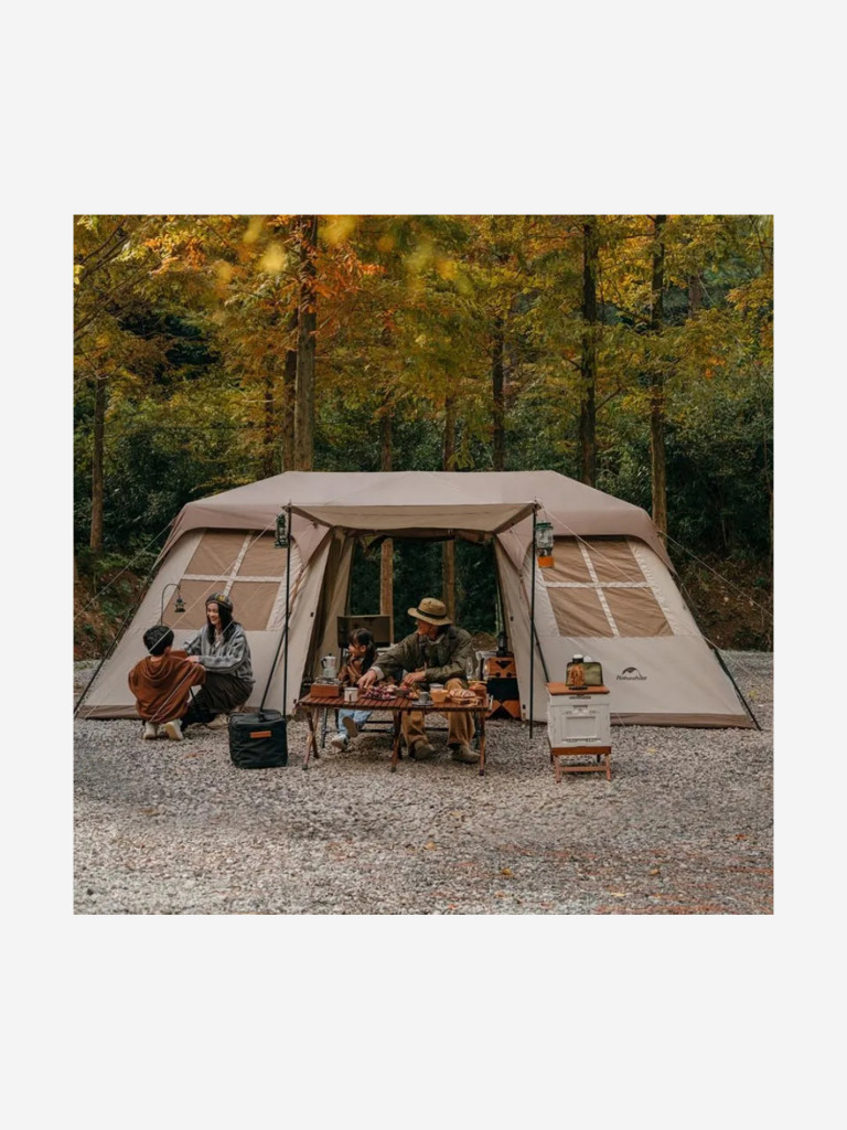 Палатка Naturehike Village 4-местная, автоматическая, алюминиевый каркас, коричневая