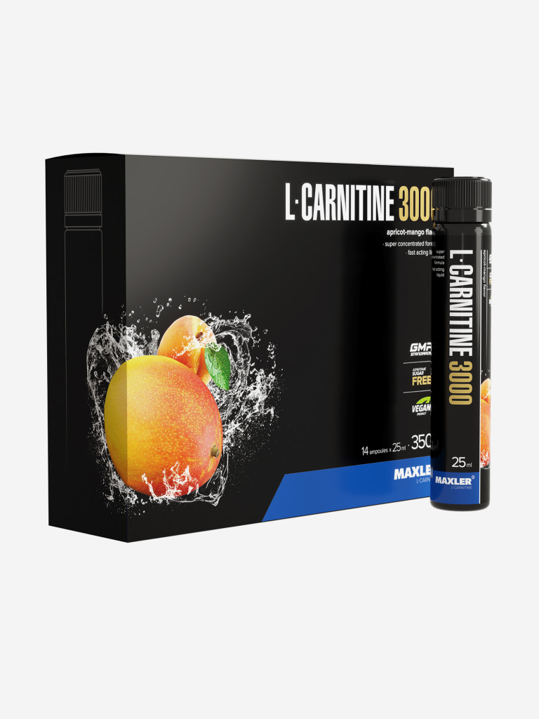 МАКСЛЕР Л-Карнитин 3000 (вкус: абрикос-манго) / MAXLER L-Carnitine 3000 (Apricot-Mango flavor) 14*25 мл