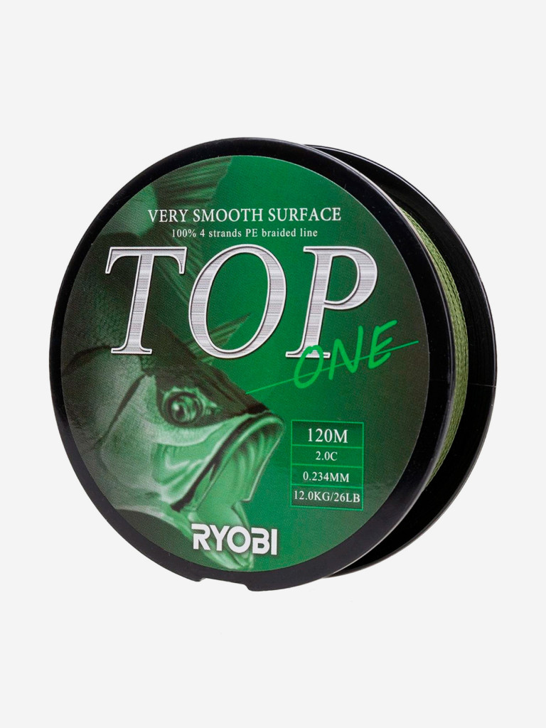 Шнур плетеный для рыбалки Ryobi TOP PE4X, 120м, 0,234мм, 12кг, темно-зеленый