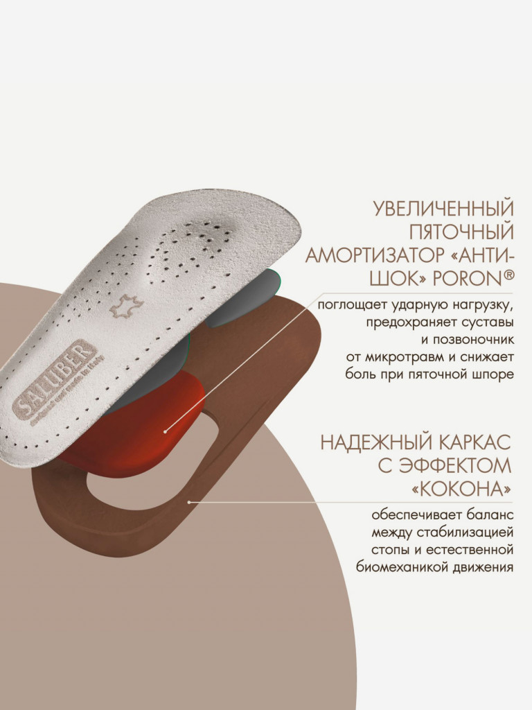 Полустельки ортопедические кожаные подпяточник при шпоре H405.30