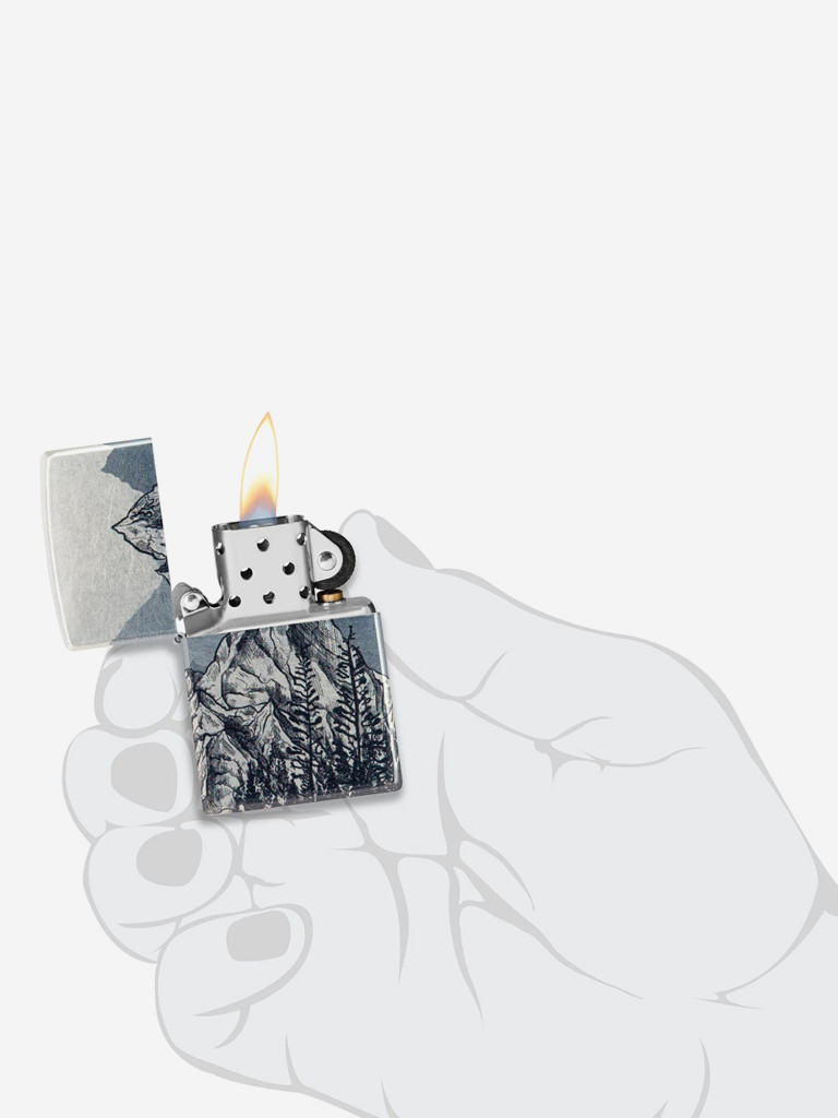 Зажигалка бензиновая ветроустойчивая Zippo Mountain Sketch 540 Tumbled Chrome