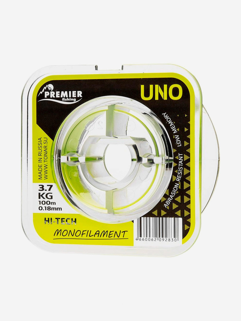 Леска для рыбалки Premier Fishing UNO Nylon 0,18мм, 100м, 3,7кг, флюоресцентно-желтый