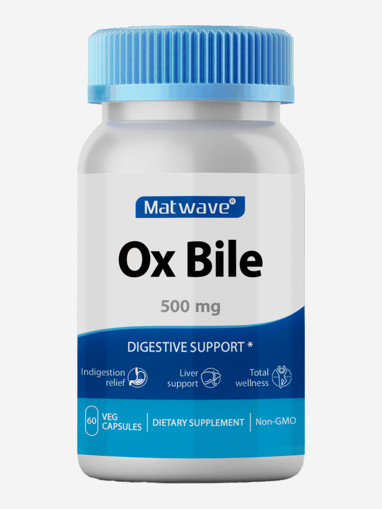 Ox Bile Бычья желчь Matwave, 500 мг, 60 капсул