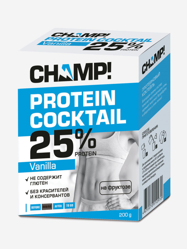 Коктейль протеиновый ванильный Champ ЛЕОВИТ. 12 пакетов по 40г