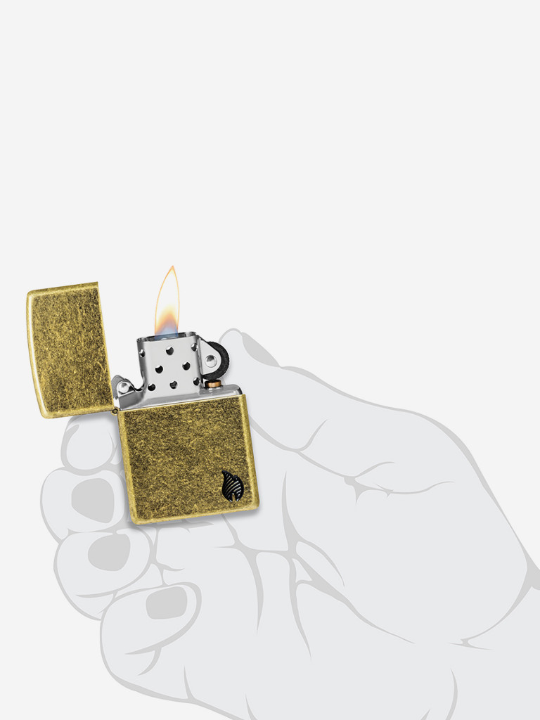 Зажигалка бензиновая ветроустойчивая Zippo Armor Пламя Flame Antique Brass