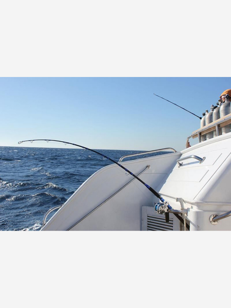 Морское удилище BLUE MARLIN 1804Al RollerTop, кривая ручка(комель), тест 40-70 LB, модель 2026 года, рабочая длина: 180 см , 200-1200 гр, 54 см в сложенном виде