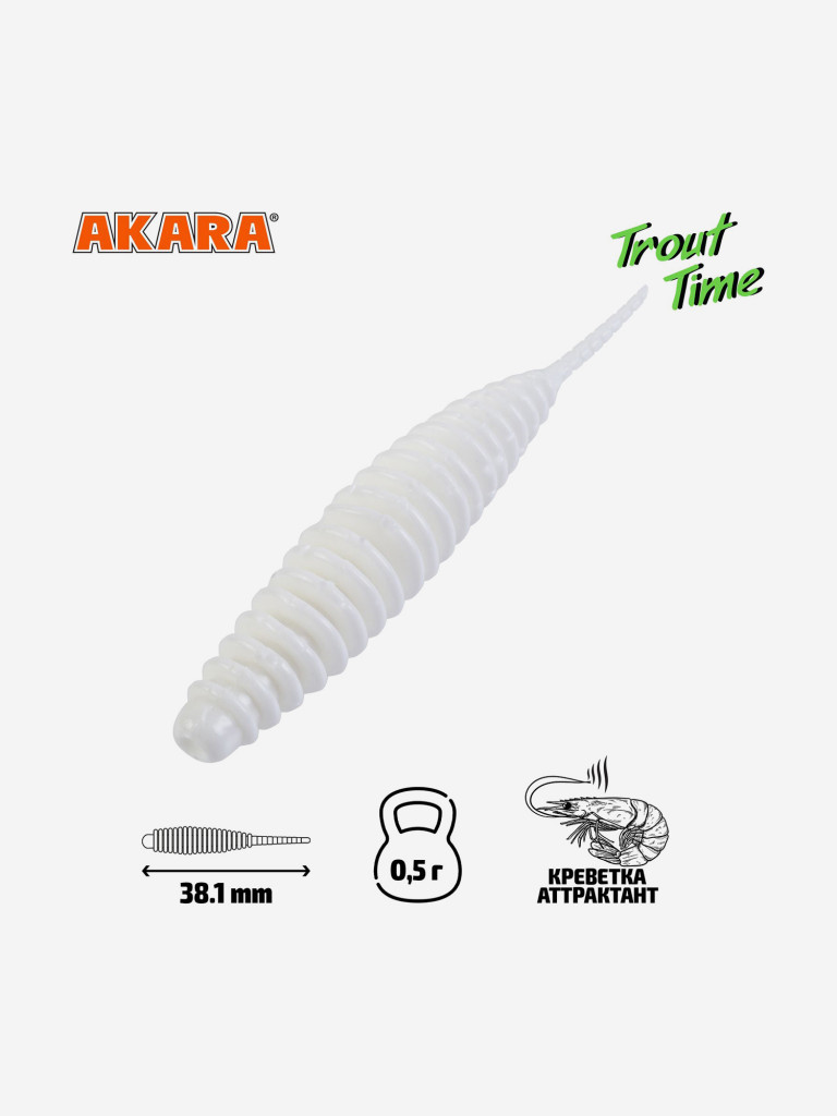 Силиконовая приманка Akara Trout Time REX 1.5 Shrimp 02T (20 шт.)