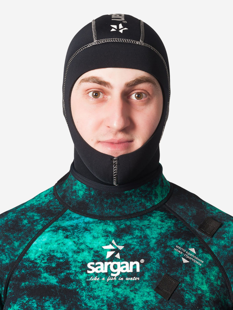 Шлем из неопрена для дайвинга подводной охоты и водного спорта SARGAN Башлык 2.0 неопрен 3мм размер