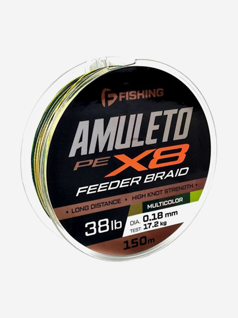 Шнур F-FISHING Amuleto Braid PE X8 Feeder 150м Multicolor 0,18мм 17,2кг