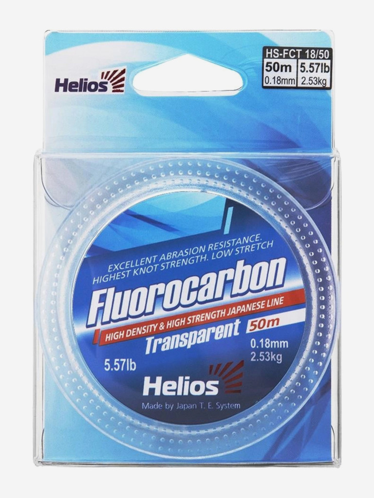 Леска для рыбалки Helios FLUOROCARBON 0,18мм, 50м, 2,53кг, прозрачный