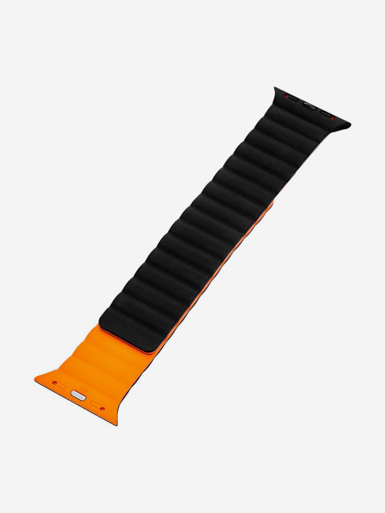 Ремешок для часов Apple Watch 41/40/38 mm Mutural Оригинал, ультралегкий силиконовый на магните — черно-оранжевый