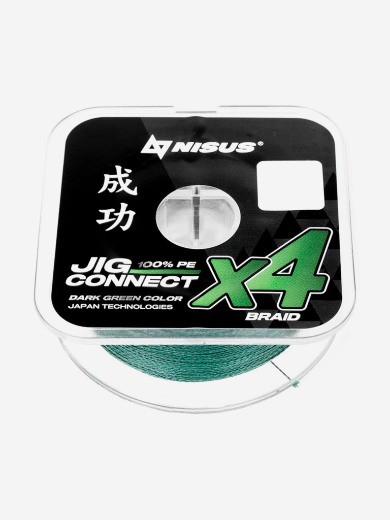 Шнур плетеный для рыбалки NISUS JIG CONNECT X4 PE, 100м, 0,25мм, 14,8кг, темно-зеленый
