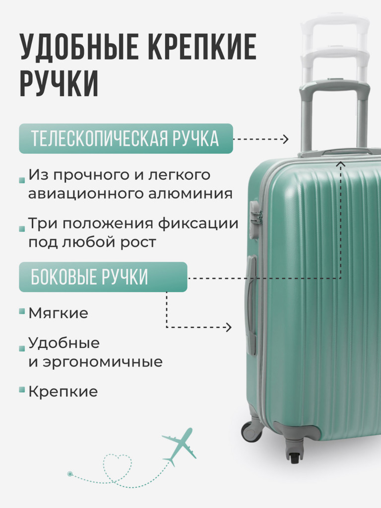 Чемодан Tevin s ручная кладь пластиковый неубиваемый