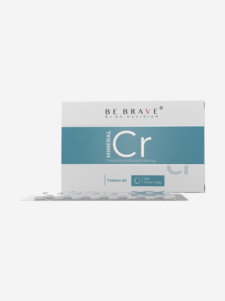 Пиколинат Хрома BE BRAVE® для снижения тяги к сладкому и контроля аппетита, 250 мкг, 60 таблеток