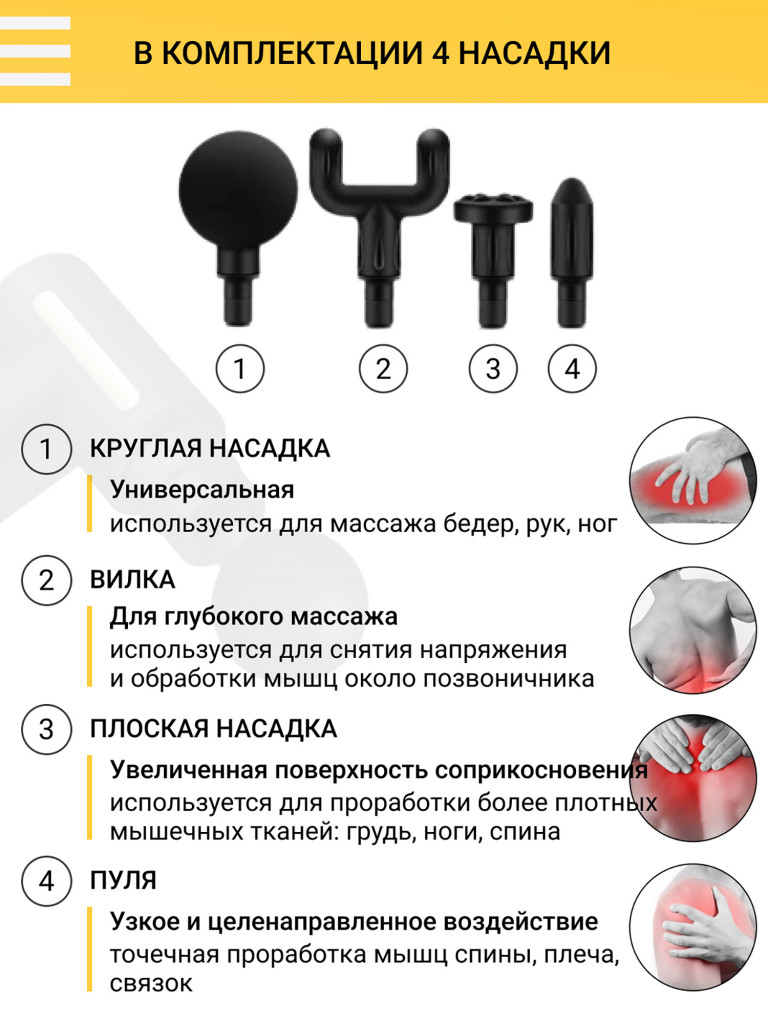 Перкуссионный спортивный массажер для тела Qualigo 6 скоростей