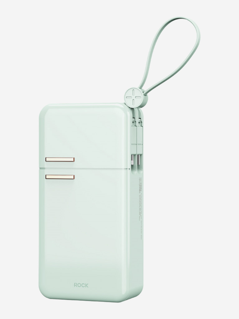 Внешний аккумулятор ROCK Y18 Fridge Series Fast Charging Power Bank with Cables зеленый