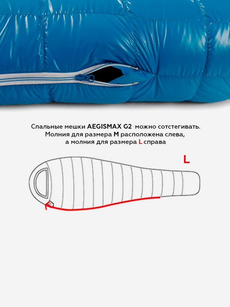 Спальный мешок AEGISMAX G2, пуховый, -8, размер L, синий