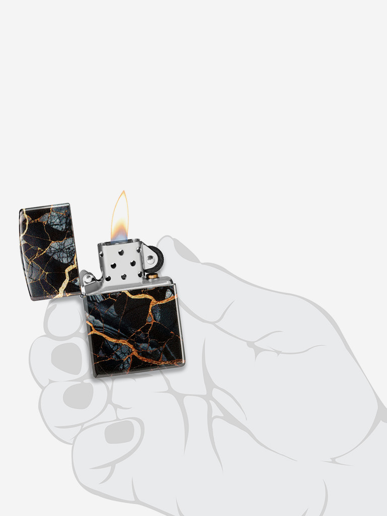 Зажигалка бензиновая ветроустойчивая Zippo Fusion Marble Design 540 Tumbled Chrome