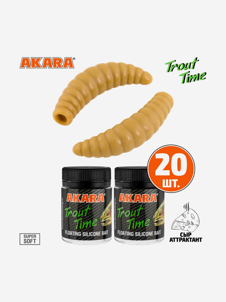 Силиконовая приманка Akara Trout Time MAGGOT 1,6 445, Cheese (20 шт.)