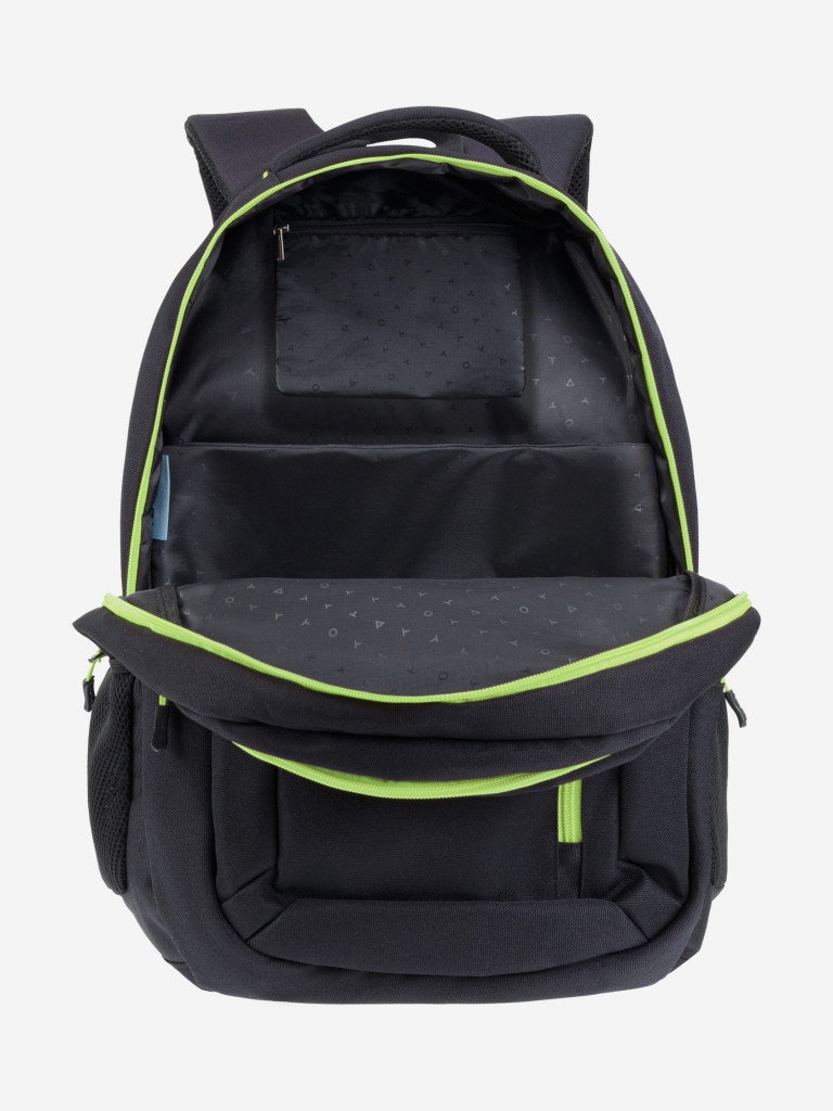 Рюкзак TORBER CLASS X, черный с зеленой вставкой, 45 x 32 x 16 см +Мешок для сменной обуви в подарок
