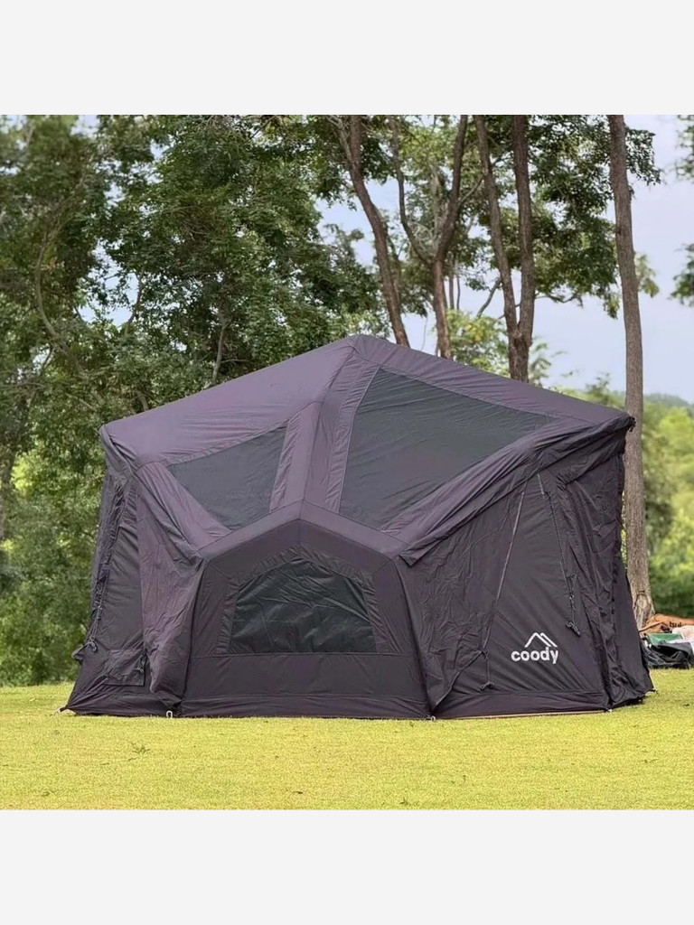 Надувная палатка Coody BESTONA Black, 380×380×275 см, 2–4 человека, 2 входа, навес
