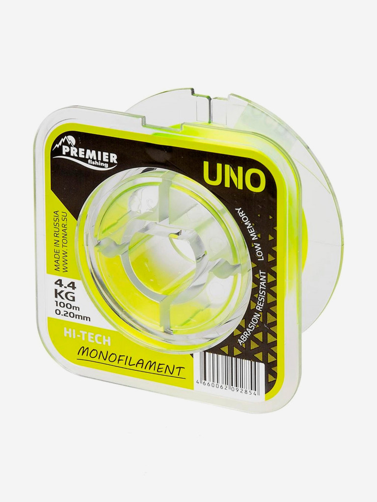 Леска для рыбалки Premier Fishing UNO Nylon 0,20мм, 100м, 4,4кг, флюоресцентно-желтый