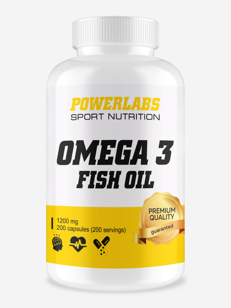Омега 3, Powerlabs, 200 капсул