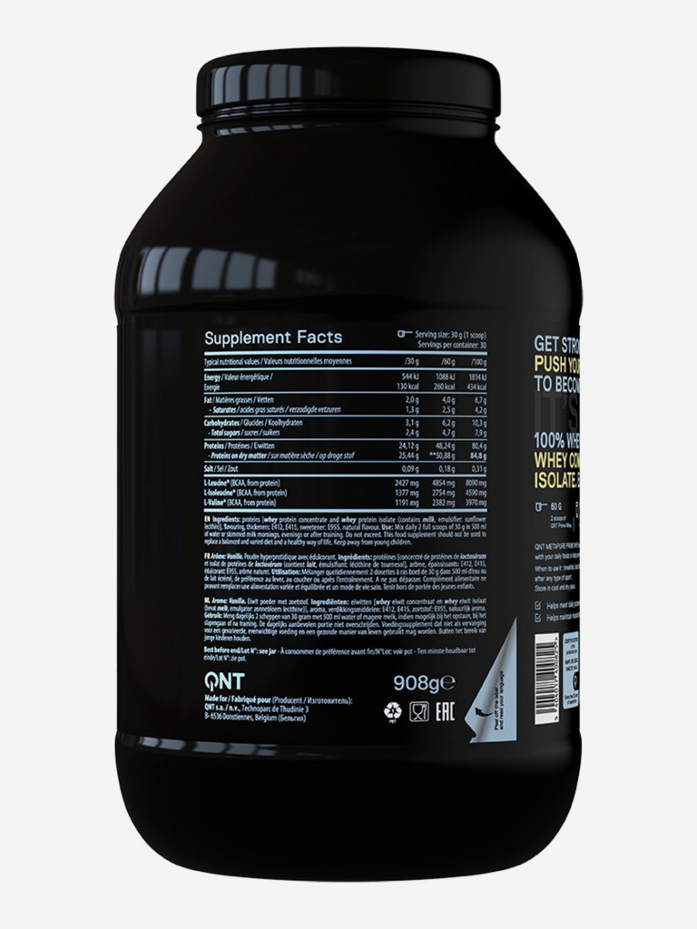 Сывороточный протеин для набора мышечной массы, изолят протеина QNT PRIME WHEY 908g Vanilla