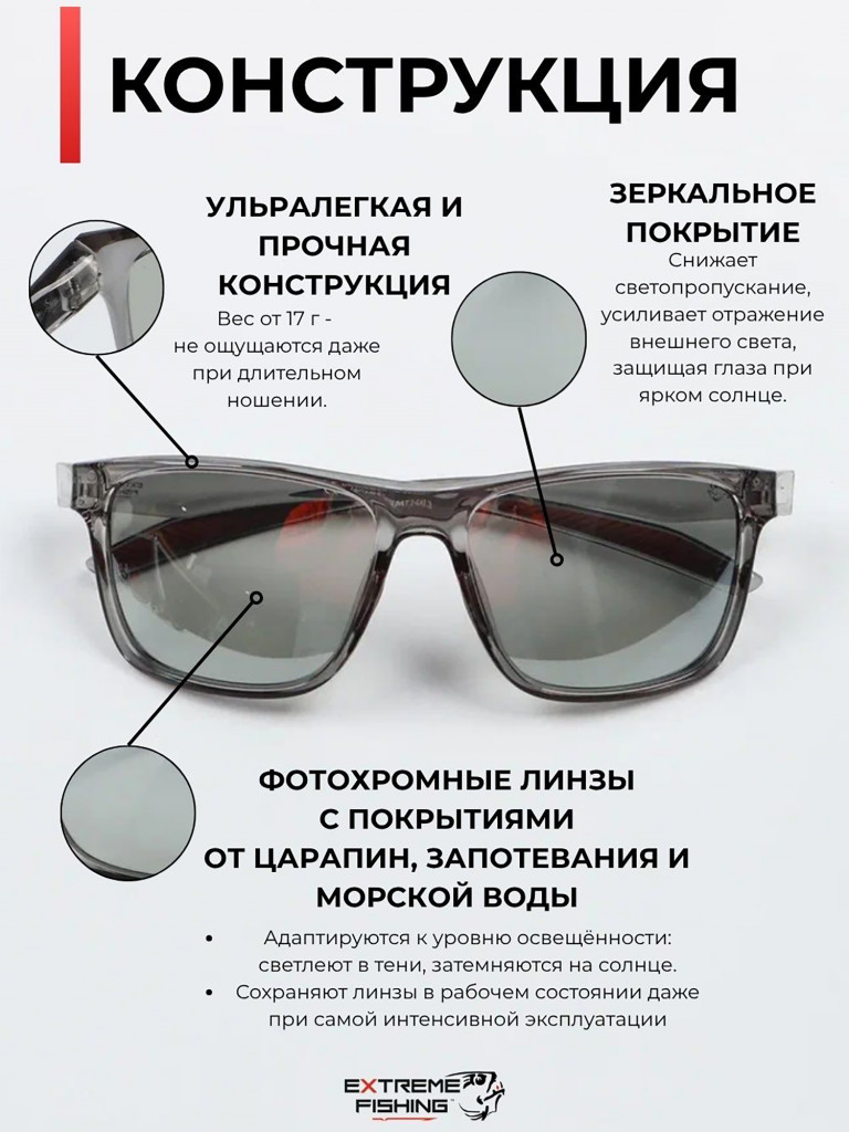 Очки поляризационные солнцезащитные Extreme Fishing Addiction фотохромные ADD-713