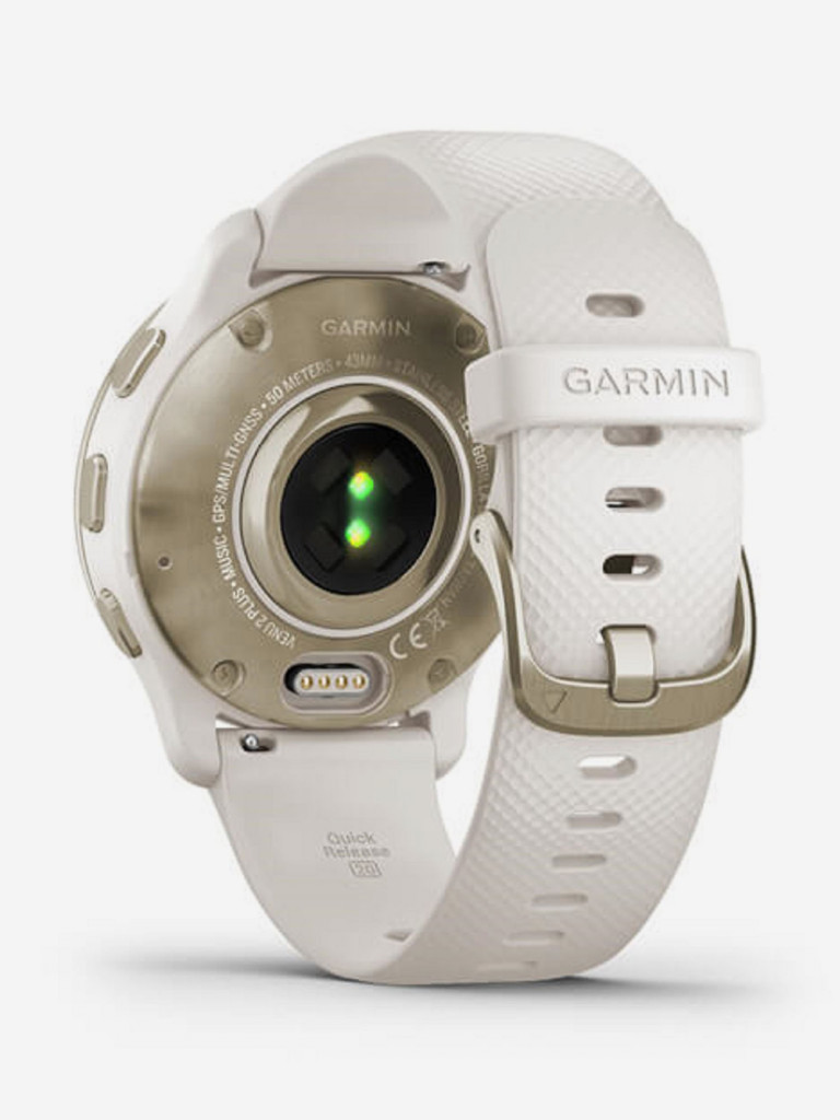 Часы Garmin VENU 2 Plus цвета слоновой кости с безелем цвета кремовое золото и силиконовым ремешком 010-02496-12