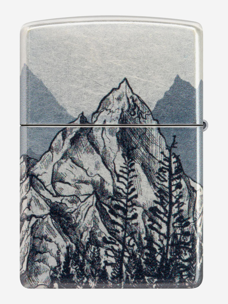 Зажигалка бензиновая ветроустойчивая Zippo Mountain Sketch 540 Tumbled Chrome