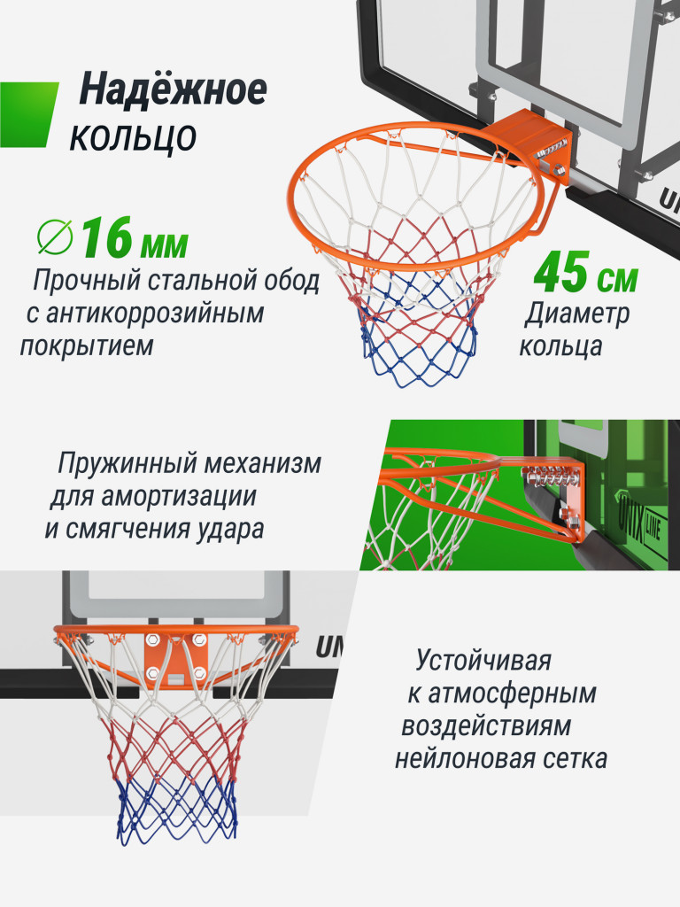 Баскетбольный щит UNIX Line B-Backboard Square, размер щита 122х82 см