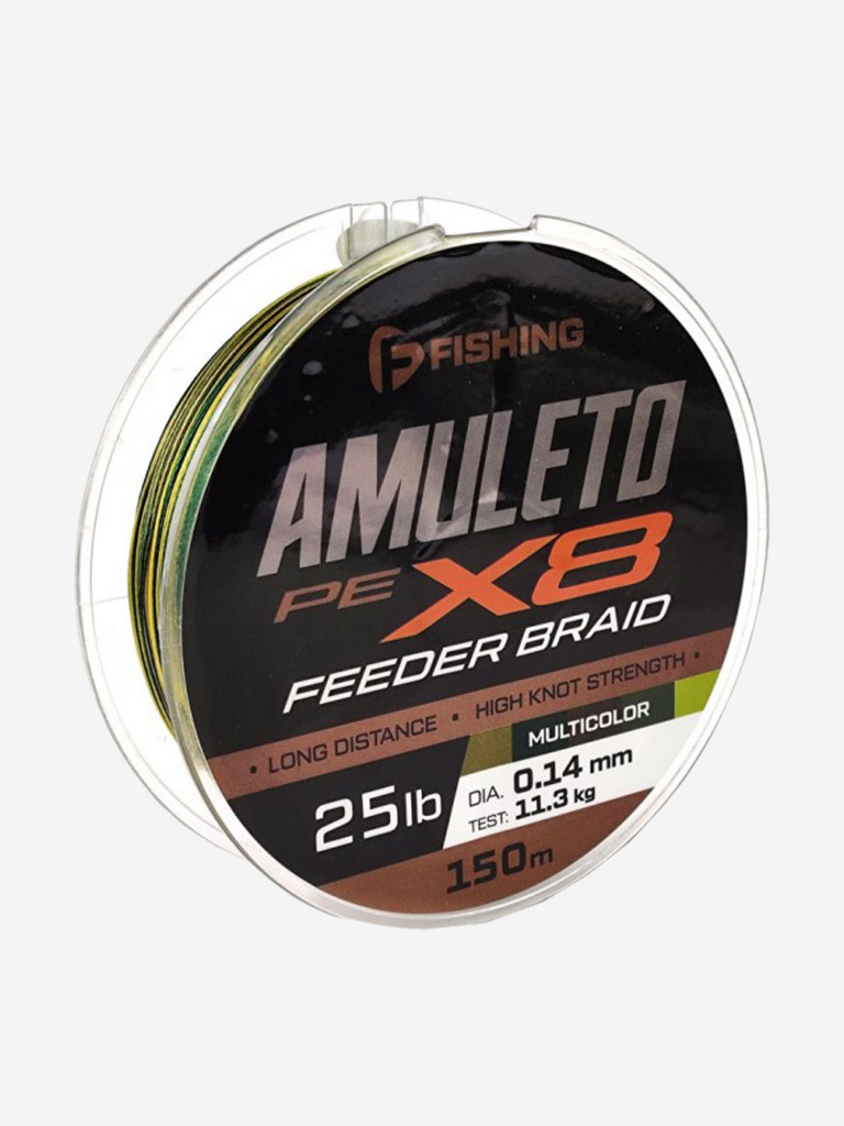 F-FISHING Шнур Amuleto Braid PE X8 Feeder 150м Multicolor 0,14мм 11,3кг