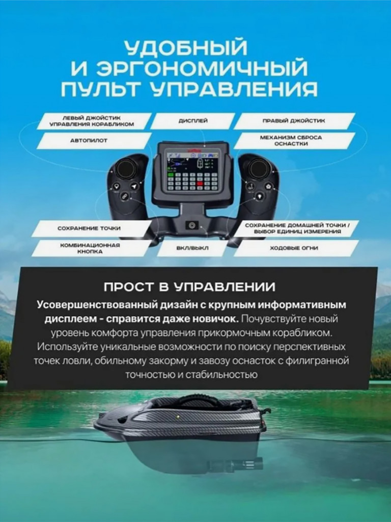 Кораблик прикормочный для рыбалки Boatman Actor Plus GPS Black