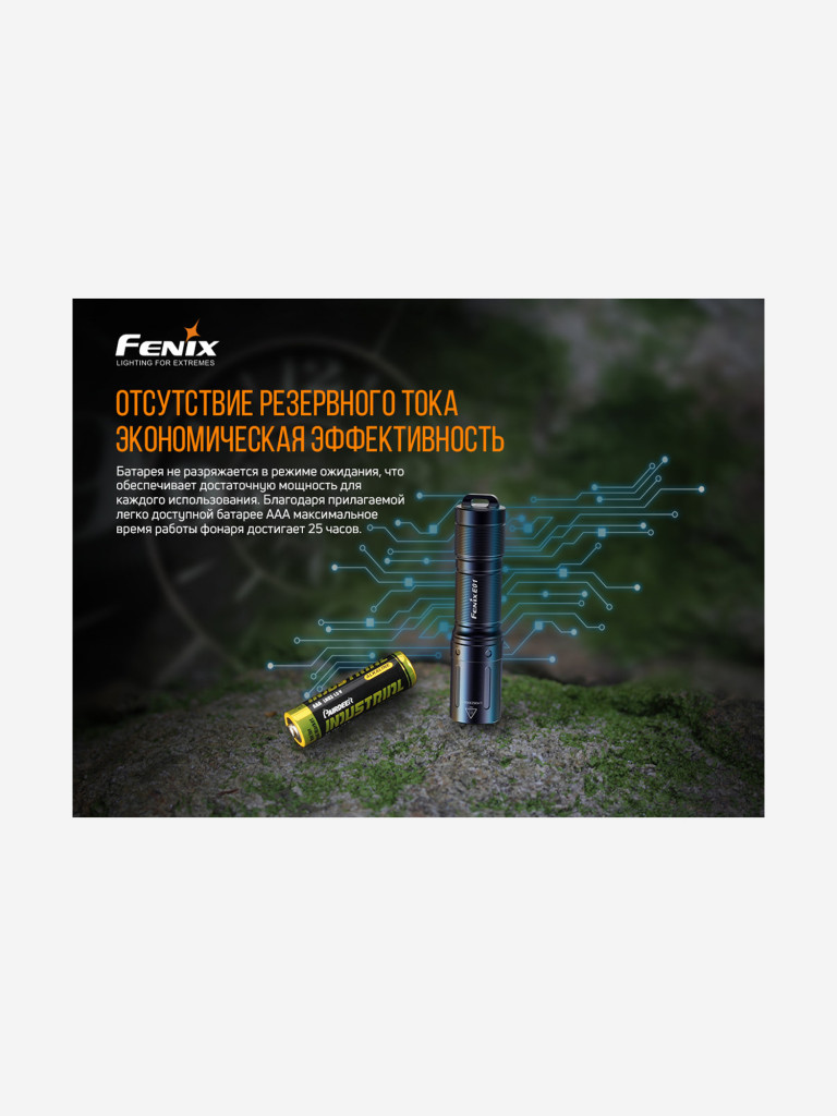 Фонарь Fenix E01 V2.0, черный, E01V20BLK
