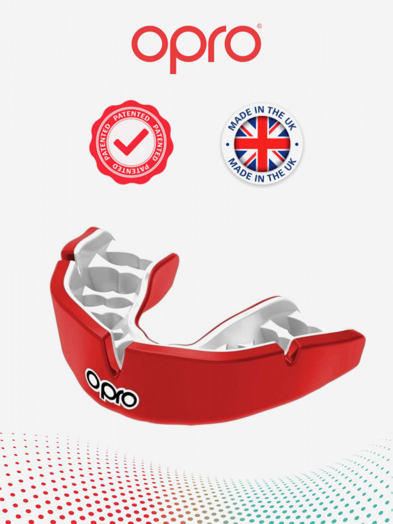 Боксерская капа взрослая, спортивная, защитная для зубов OPRO Instant Custom-Fit - Red/White