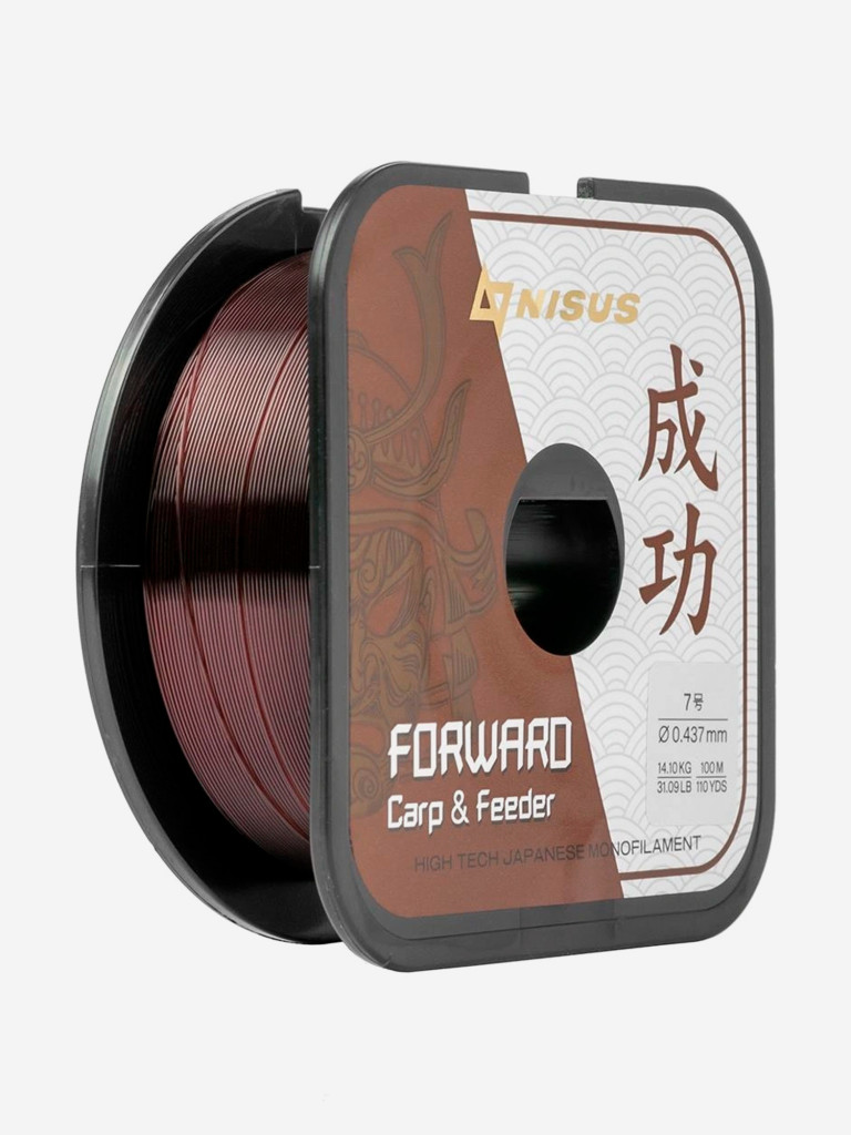 Леска для рыбалки Nisus FORWARD Carp & Feeder brown Nylon 0,437mm (N-FСF-0437-100) 10 штук по 100 м