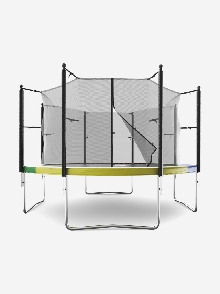 Батут каркасный UNIX Line Simple 12 ft Color с внутренней защитной сеткой, общий диаметр 366 см, до 150 кг, большой, детский батут для улицы UNIXLINE