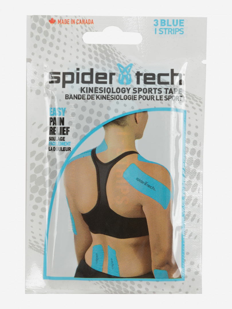 фото Тейп преднарезанный spidertech, 3 шт., голубой