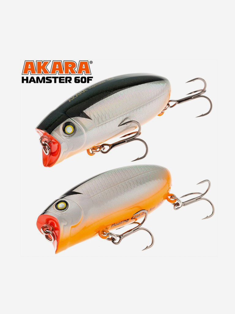 Воблер Akara Hamster 60F поппер поверхностный на щуку, окуня, жереха 10гр A23