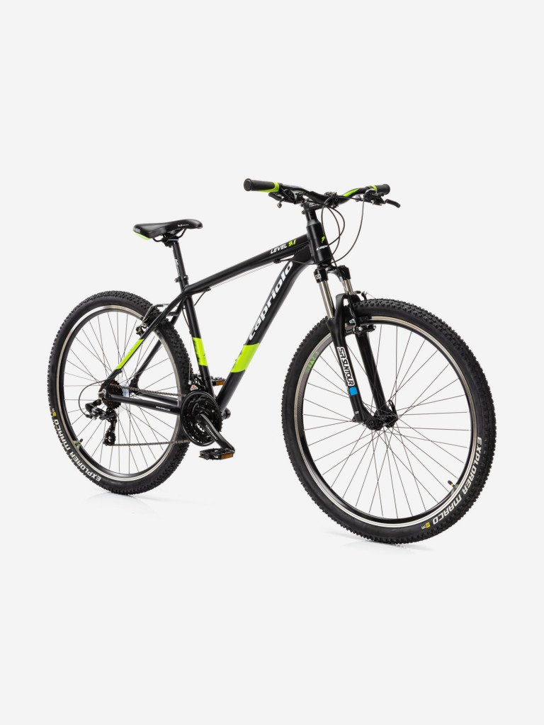 Велосипед CAPRIOLO MTB LEVEL 9.1 (3 X 7), рама алюминий 19'', колёса 29'' (чёрный (матовый) - зелёный)